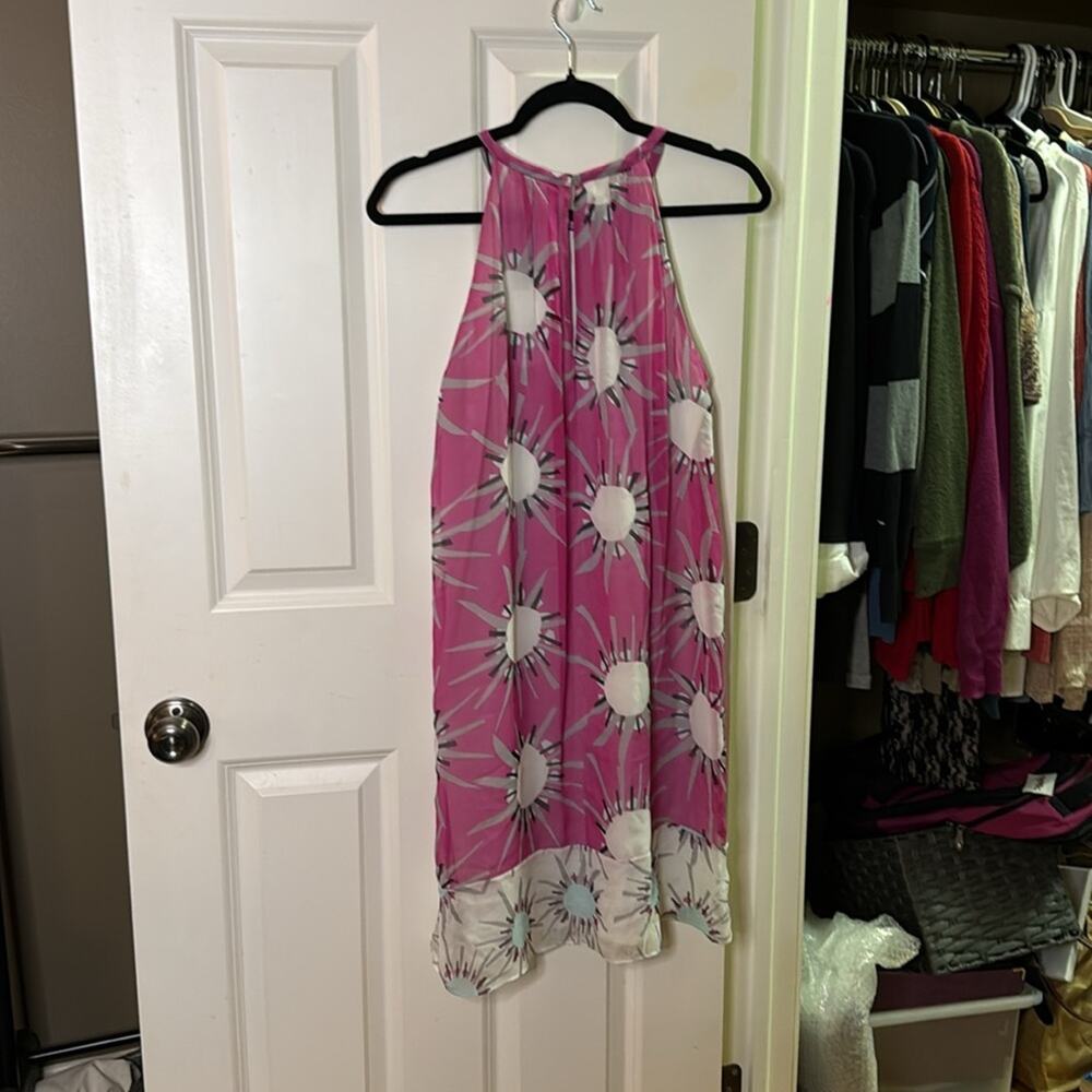 Diane Von Furstenberg Lainey Silk Sunshine Pink Halter Chiffon Dress - Picture 3 of 4
